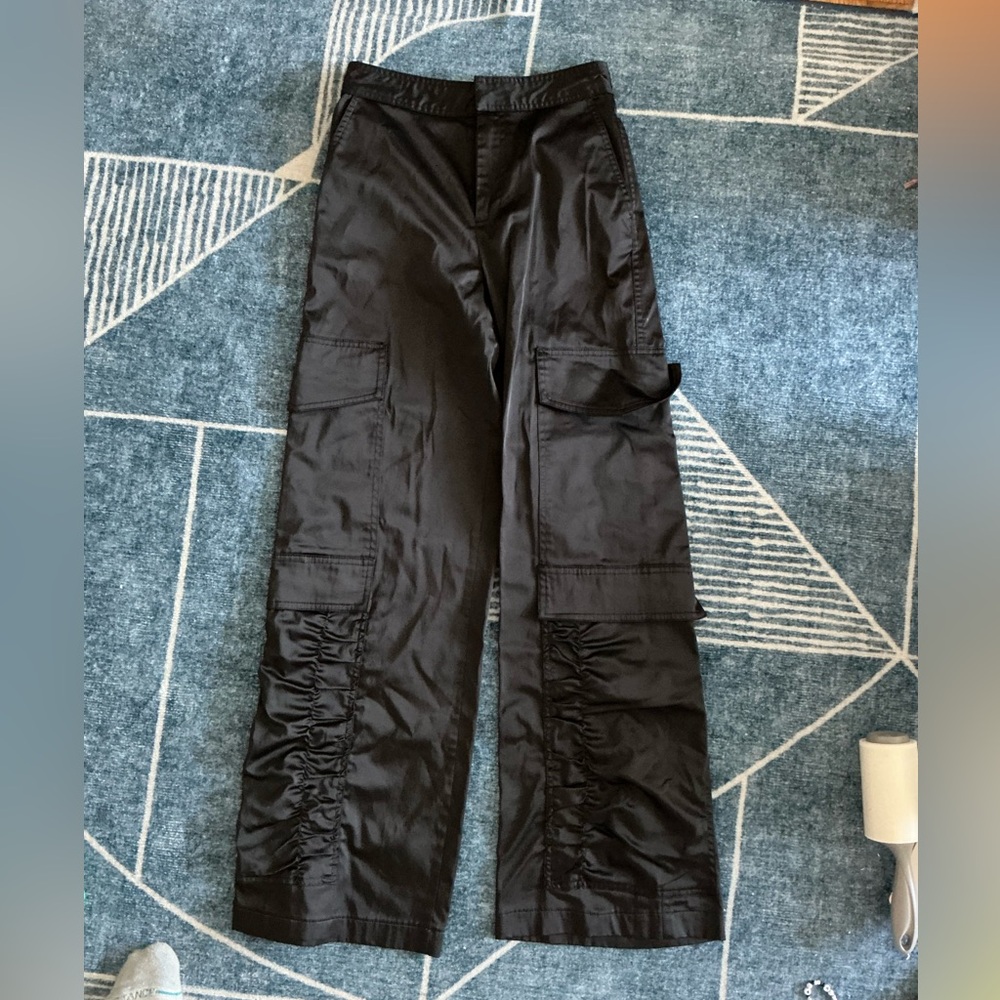 y2k Zara Satin Black Cargo Pants
